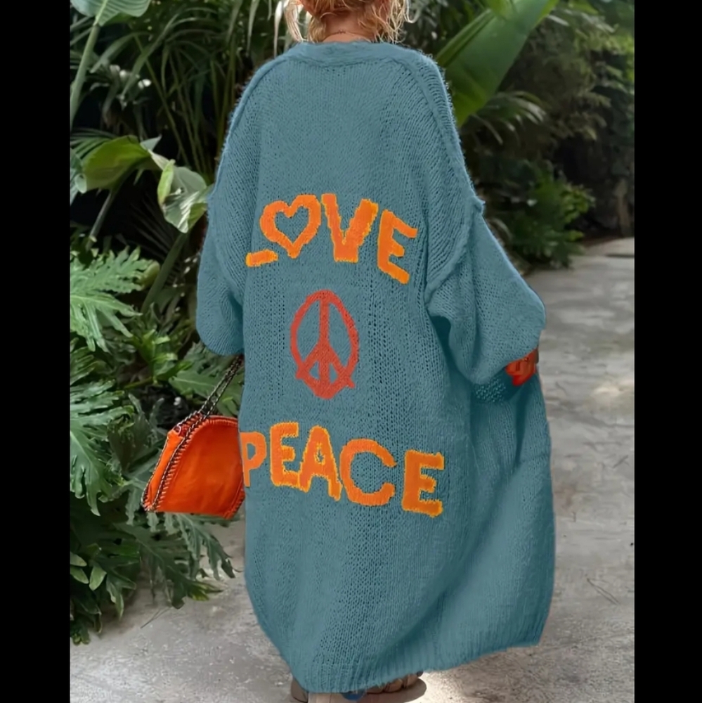 New love peace sweater cardigan jacket